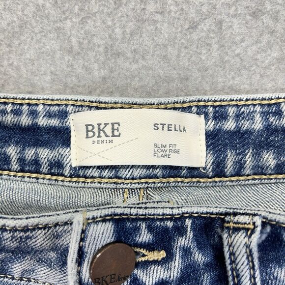 BKE Stella Slim Fit Low Rise Flare Jeans Women’s 28x32 Stone Wash Open Hem - Picture 6 of 16